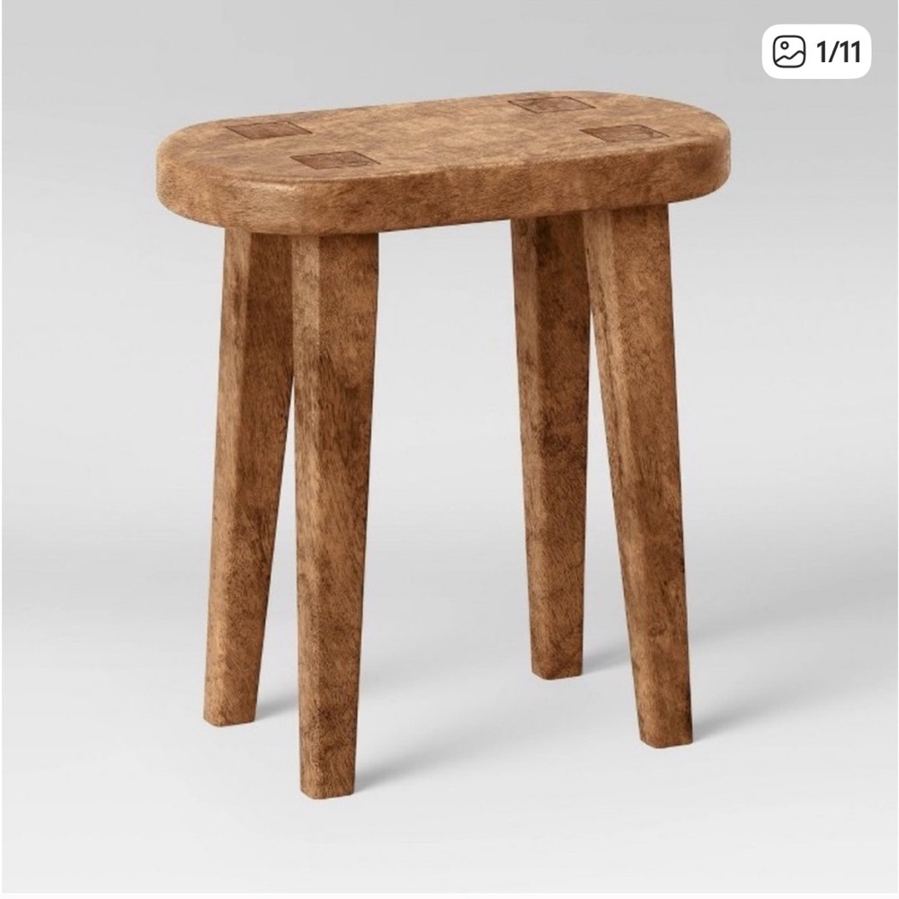 Threshold Woodland Tall Carved Wood Table Brown